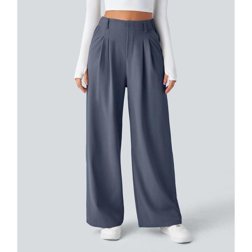 HALARA High Waisted Pocket Wide Leg Waffle Work Pants [XL Reg]